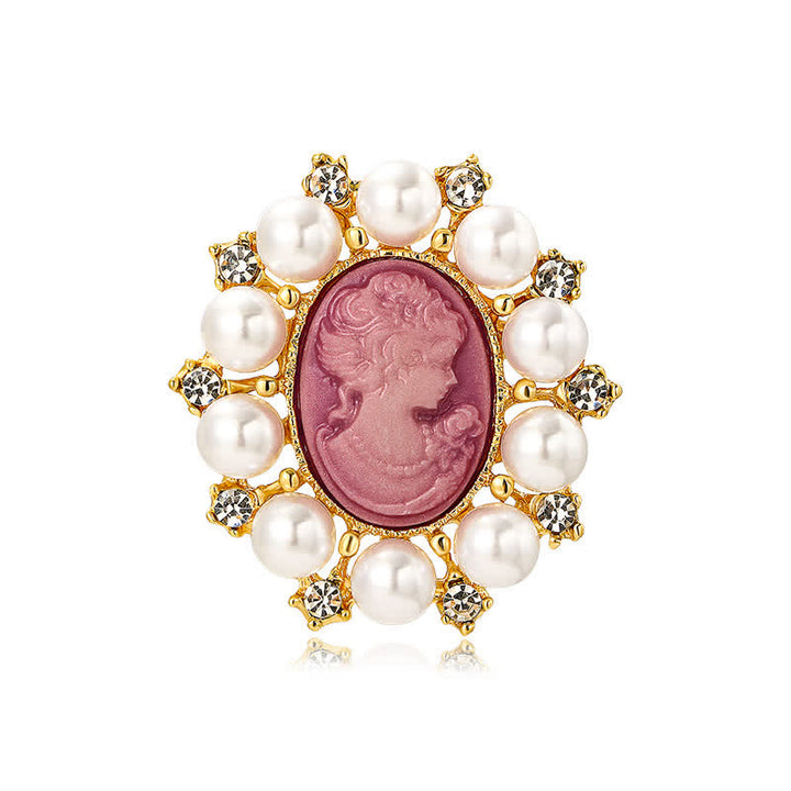 Spilla di perle di bellezza in rilievo del palazzo femminile - Rosa e bianco - image 0
