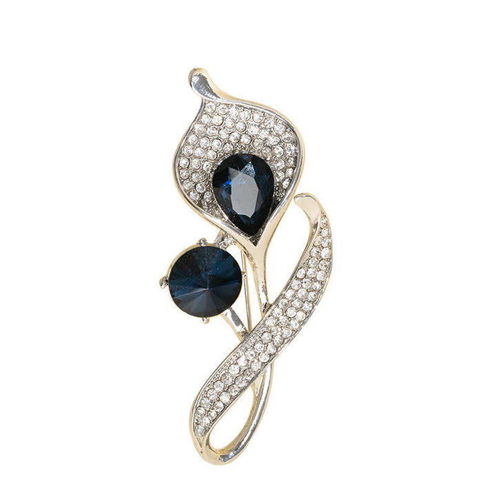 Spilla floreale blu lucida da donna
