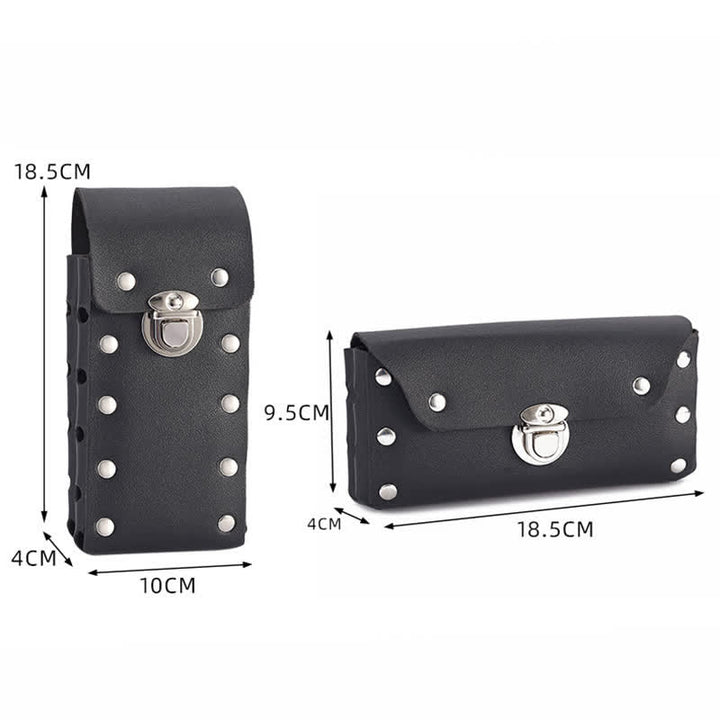 Borsa da cintura in pelle universale per telefono con bottone decorativo a rivetto