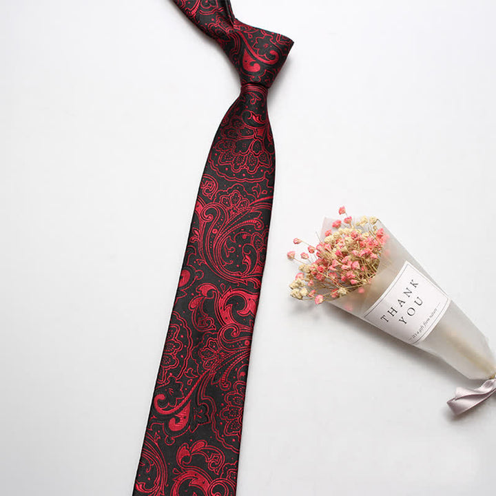 Cravatta casual di lusso da uomo con motivo Paisley audace - Rosso e nero - image 2
