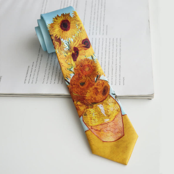 Cravatta da uomo con vaso di girasoli