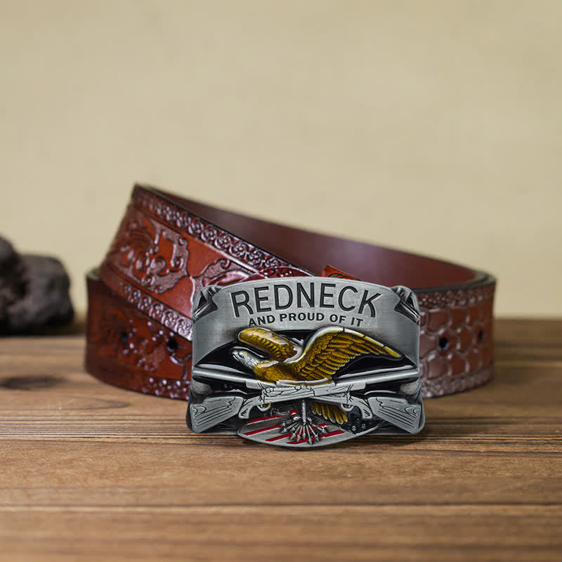 Cintura in pelle con fibbia aquila smaltata Redneck fai da te da uomo