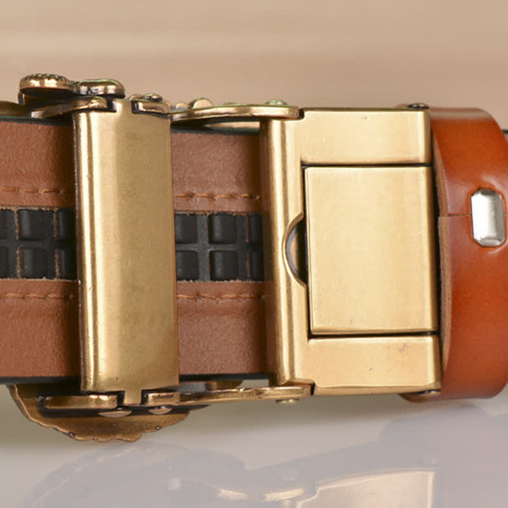 Cintura in pelle goffrata con fibbia Hollow Eagle da uomo