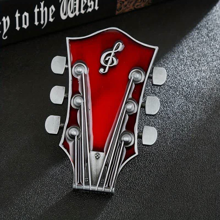 Cintura in pelle con fibbia per paletta di chitarra musicale fai da te da uomo