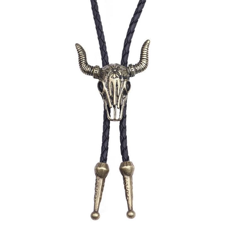 Cravatta Bolo Vintage in Stile Nativo con Testa di Toro