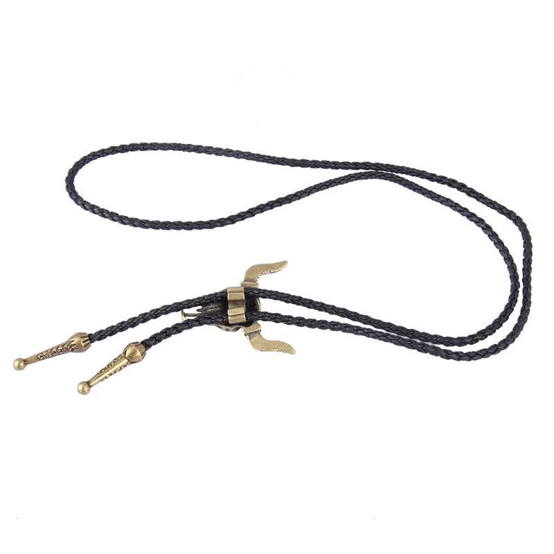 Cravatta Bolo Vintage in Stile Nativo con Testa di Toro