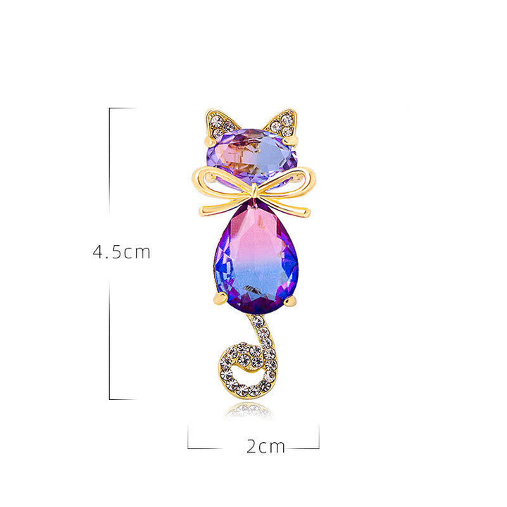 Spilla con strass a forma di gattino carino da donna