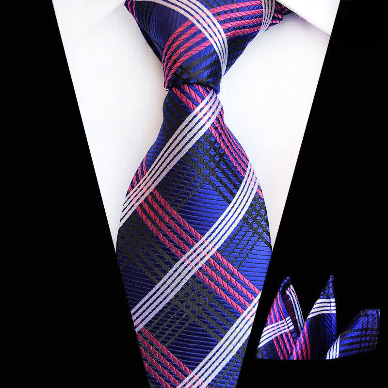 Set di 2 cravatte a quadri nobili da uomo blu e viola - Blu e viola - image 0
