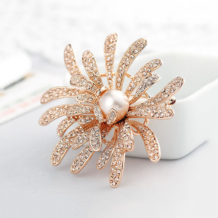 Spilla floreale in corallo da donna con perle - Oro - image 0