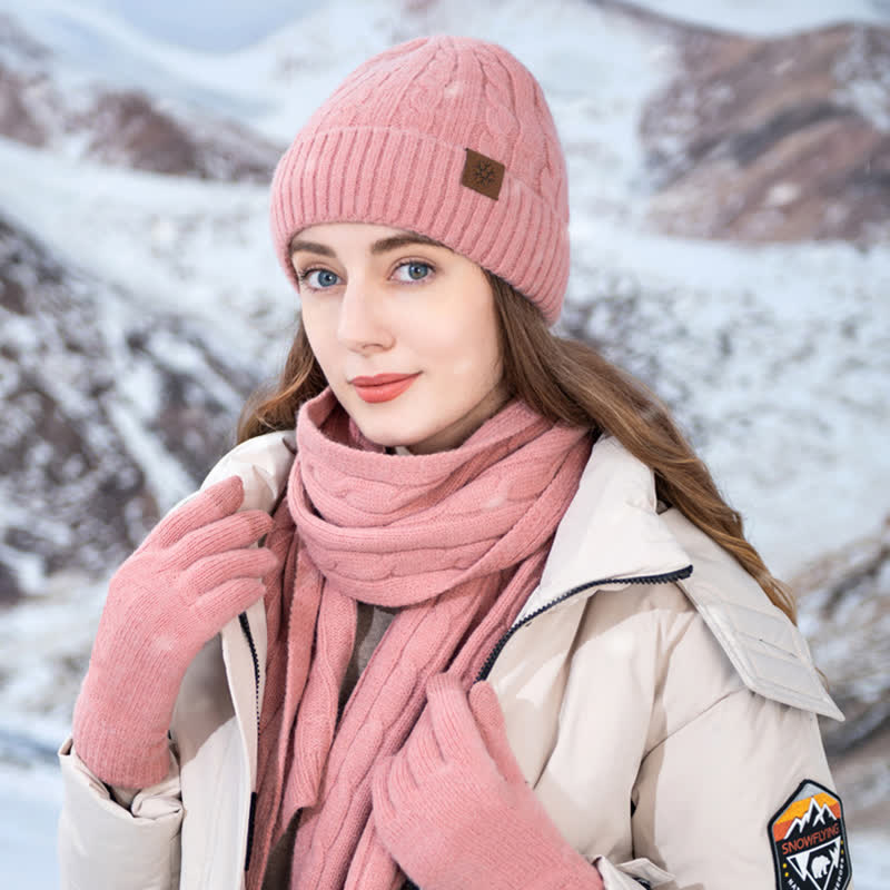 Set di 3 pezzi unisex di caldo cappello sciarpa guanti