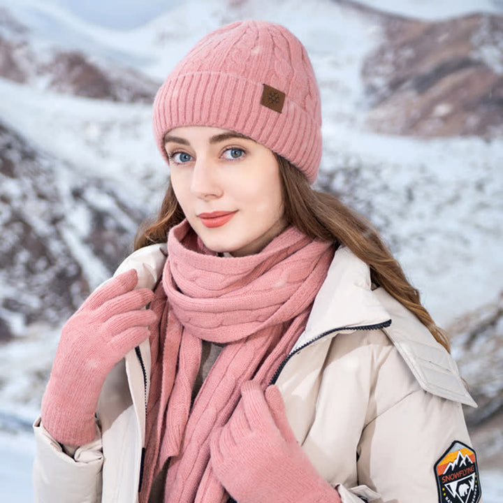 Set di 3 pezzi unisex di caldo cappello sciarpa guanti