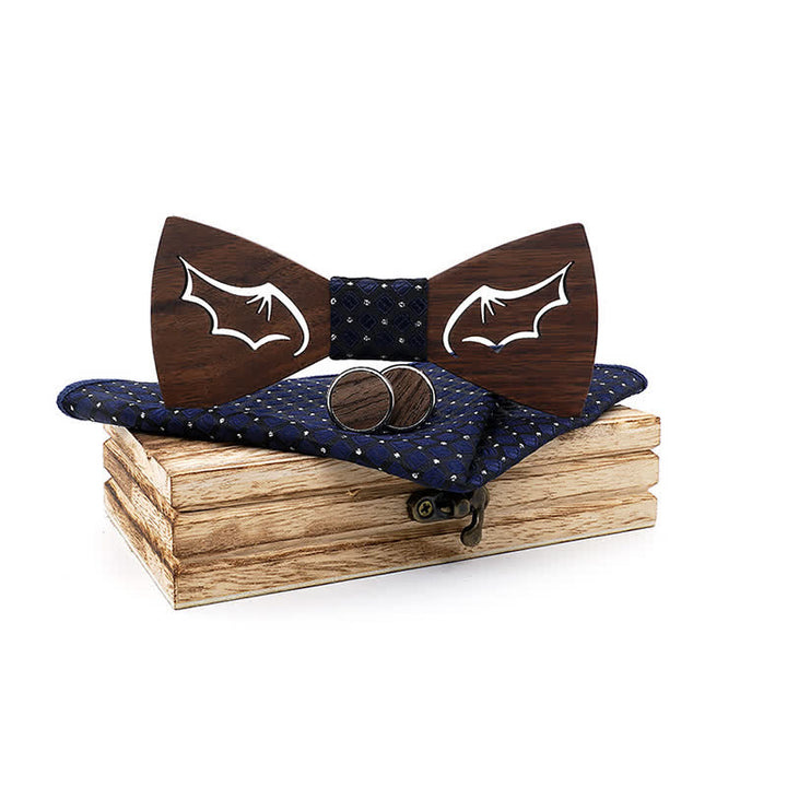 Set di 3 papillon in legno con ali di demone da uomo