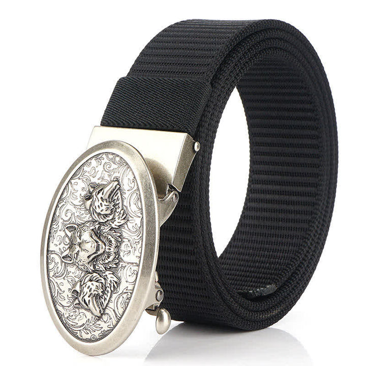 Cintura semplice in nylon Hungry Wolves da uomo - Nero / Argento - 48" - image 2