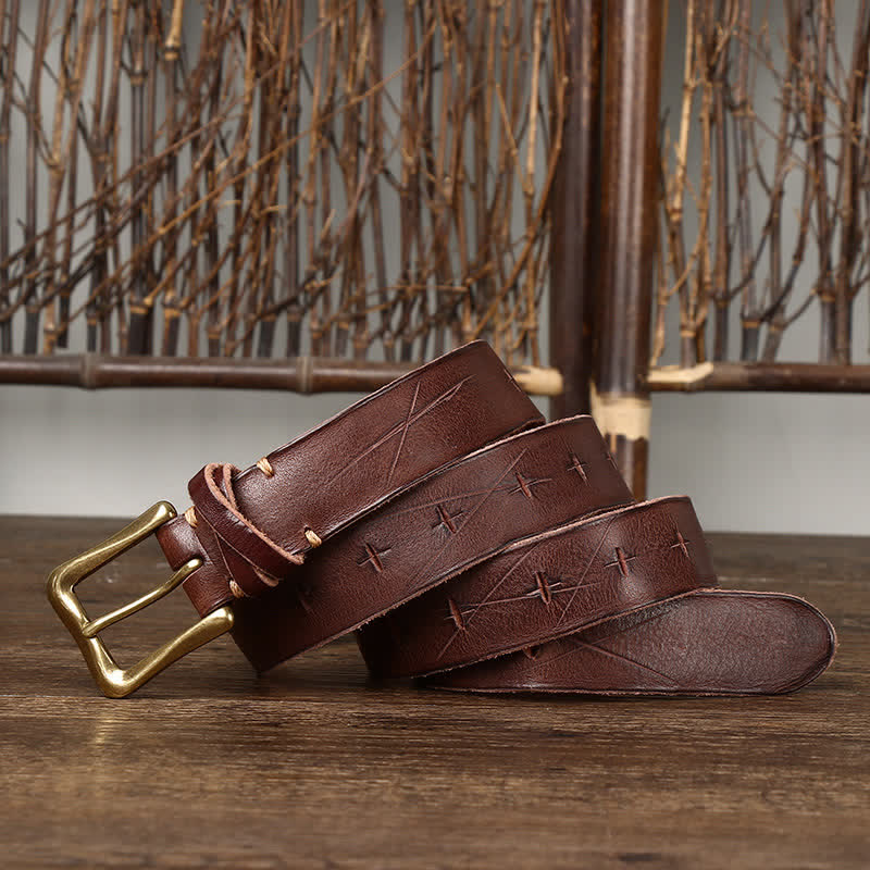 Cintura in pelle vintage da uomo con intaglio crack