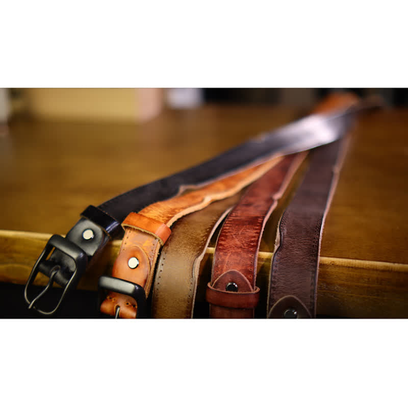 Cintura in pelle stile western invecchiato da uomo
