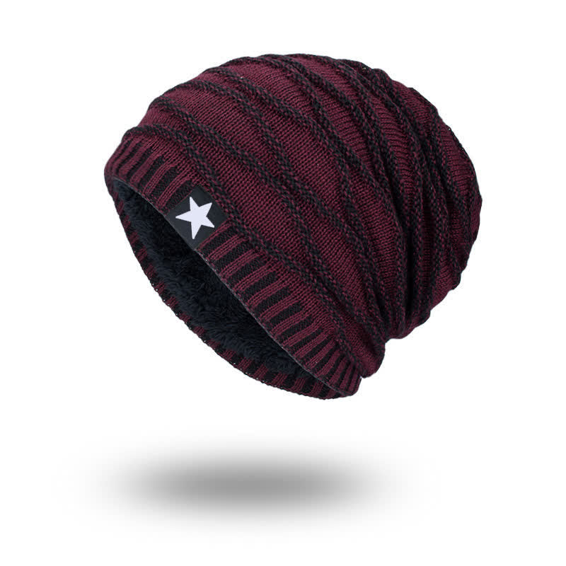 Berretto lavorato a maglia con fodera in pile a cinque stelle - Borgogna - Misura M (22"-22 7/8") - image 9