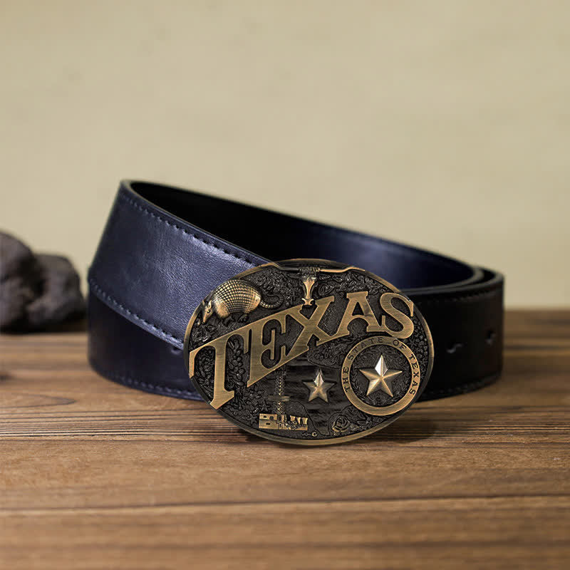 Cintura in pelle con fibbia Texas State Heritage Attitude fai da te da uomo