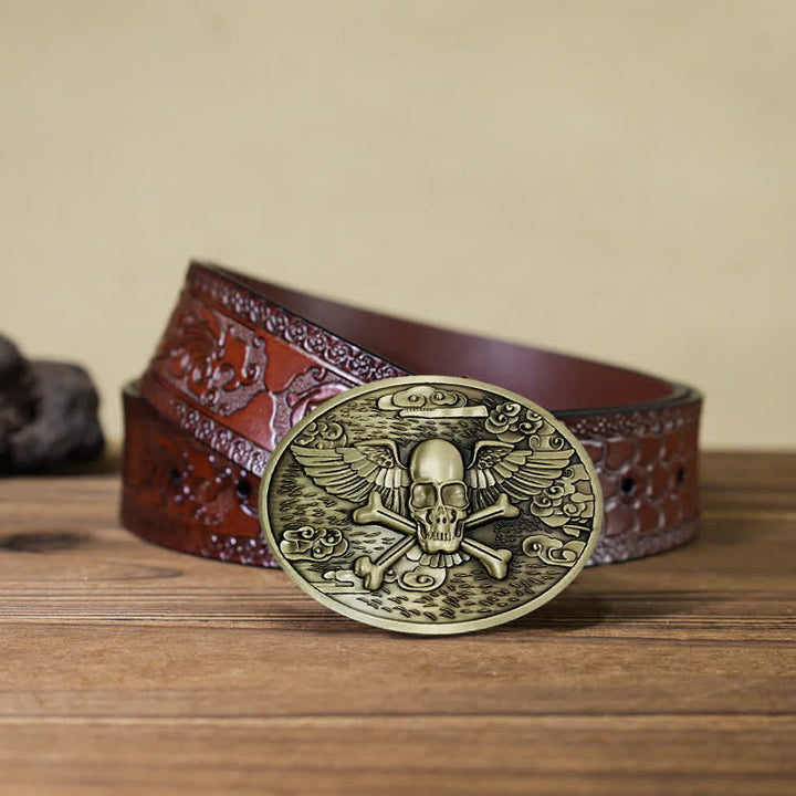 Cintura in pelle con fibbia porta birra creativa fai da te a forma di teschio e angelo da uomo