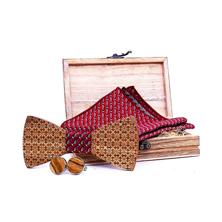 Set di 3 papillon in legno con fiocchi di neve di Natale da uomo
