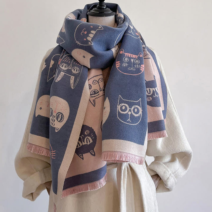 Sciarpa spessa elegante con gatto dei cartoni animati da donna
