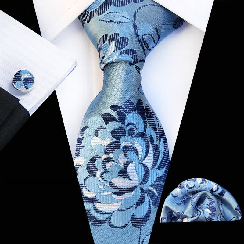 Set di 3 cravatte floreali con motivo peonia vistoso da uomo