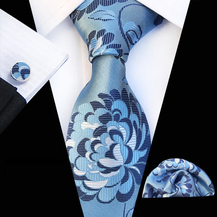Set di 3 cravatte floreali con motivo peonia vistoso da uomo