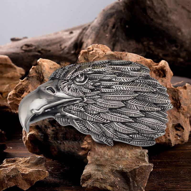 Cintura in pelle con fibbia a forma di testa di aquila calva 3D fai da te da uomo - Testa d'aquila - Senza cintura - image 0