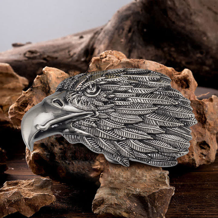 Cintura in pelle con fibbia a forma di testa di aquila calva 3D fai da te da uomo - Testa d'aquila - Senza cintura - image 0