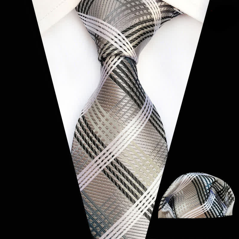 Set di 2 cravatte a quadri aristocratiche da uomo color grigio - Grigio - image 0