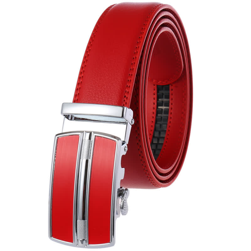 Cintura in pelle con fibbia automatica cava semplice da uomo - Rosso - 46 - image 14
