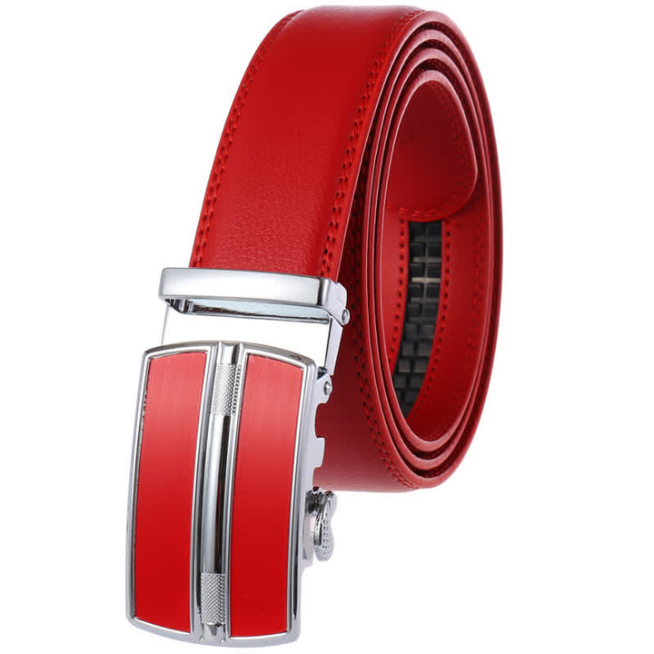 Cintura in pelle con fibbia automatica cava semplice da uomo - Rosso - 46 - image 14