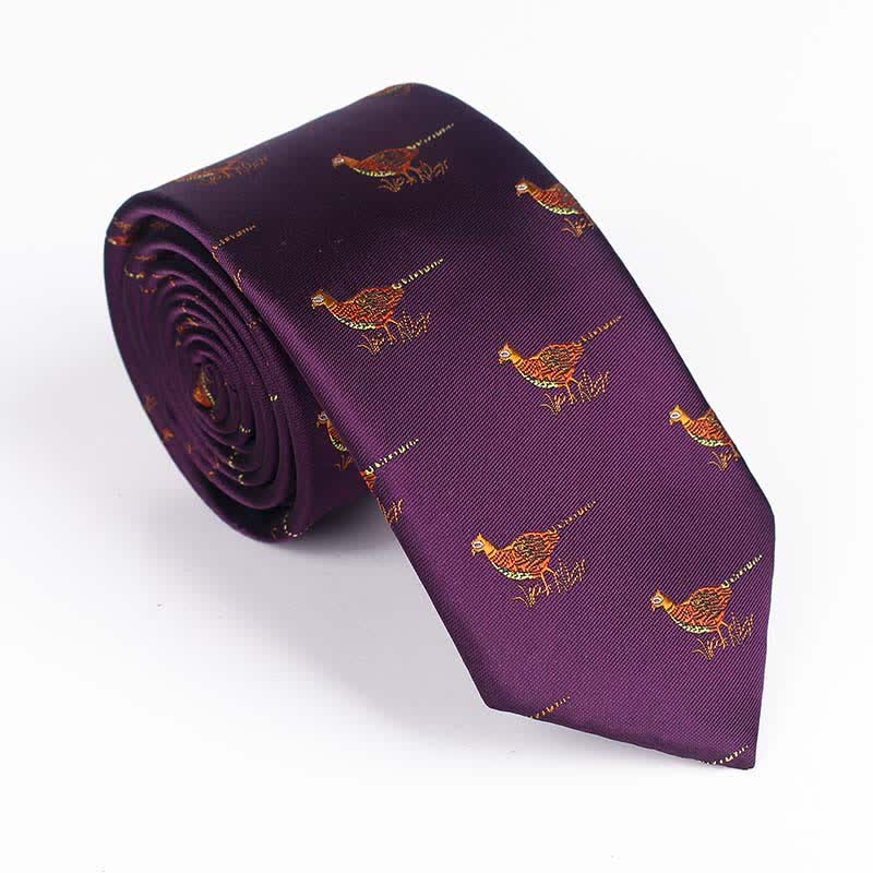 Cravatta ricamata con uccello volante da uomo - Fagiano - Viola - image 15