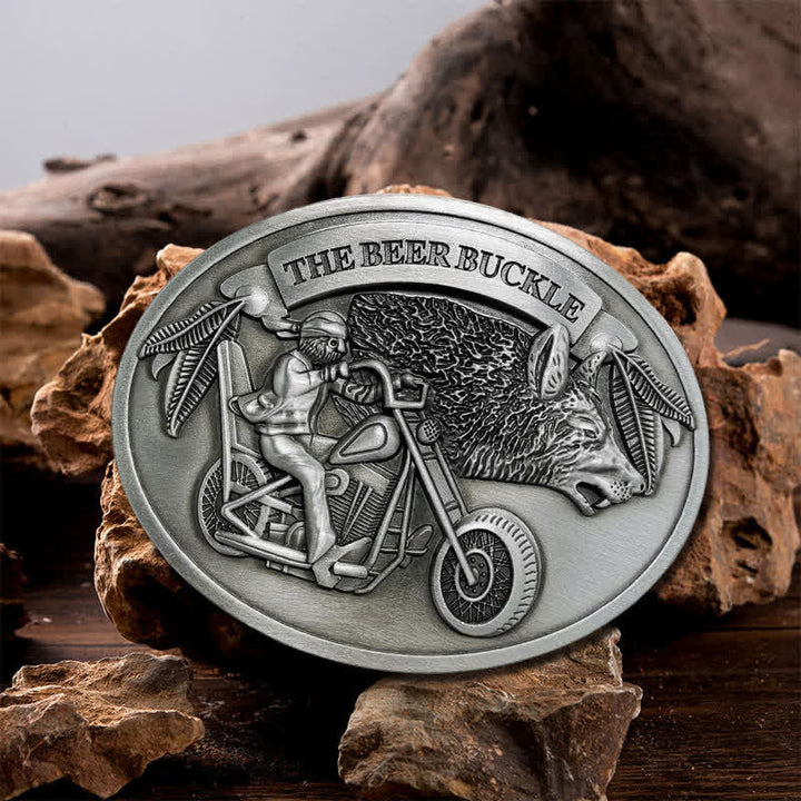 Cintura in pelle con fibbia porta birra creativa fai da te per motocicletta da uomo