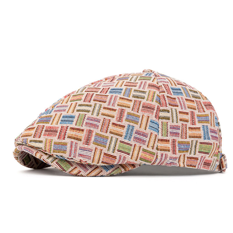 Cappello basco a quadri jacquard colorati retrò artistici - Sei pezzi - Rosa - Regolabile (22 1/2"-24") - image 11