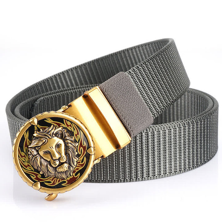 Cintura in nylon da uomo con motivo a testa di leone - Grigio / Oro - 48" - image 11