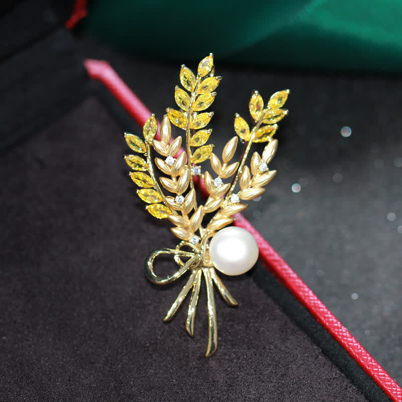 Spilla da donna con spiga di grano e zirconi abbaglianti