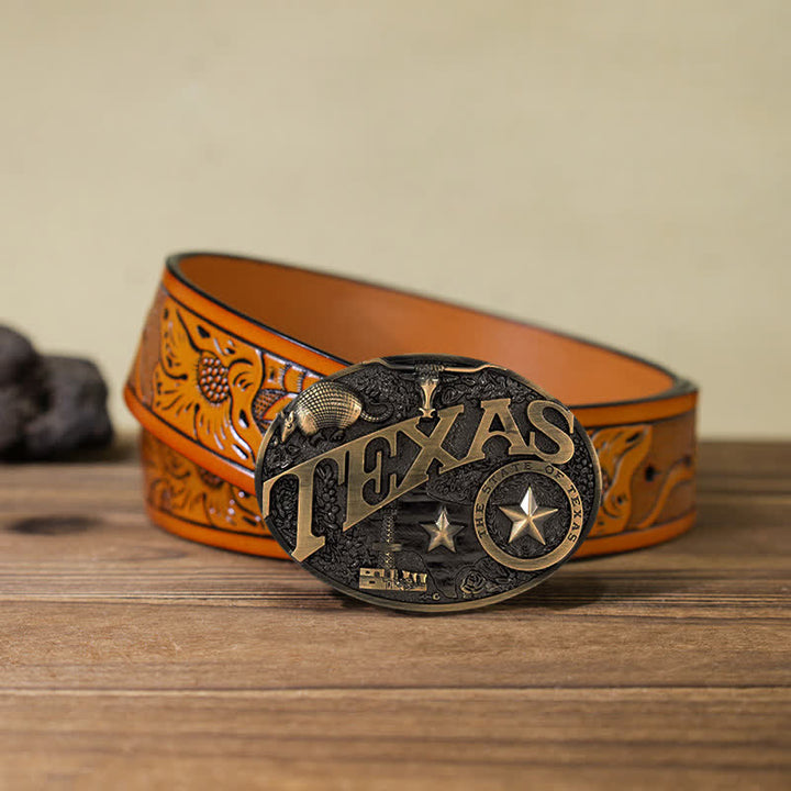 Cintura in pelle con fibbia Texas State Heritage Attitude fai da te da uomo