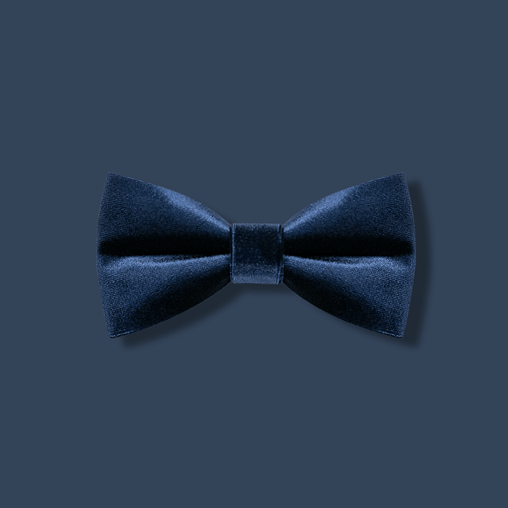 Papillon da uomo in velluto blu navy tinta unita - Blu navy - image 1
