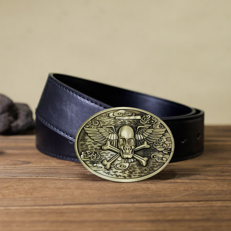 Cintura in pelle con fibbia porta birra creativa fai da te a forma di teschio e angelo da uomo