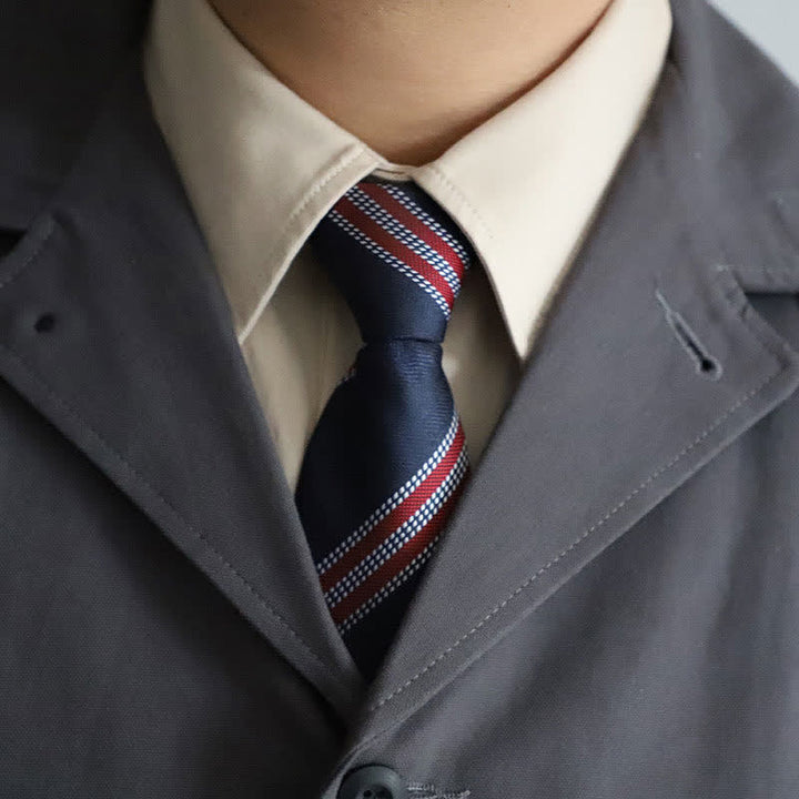 Cravatta elegante con cerniera da uomo, motivo Paisley a righe