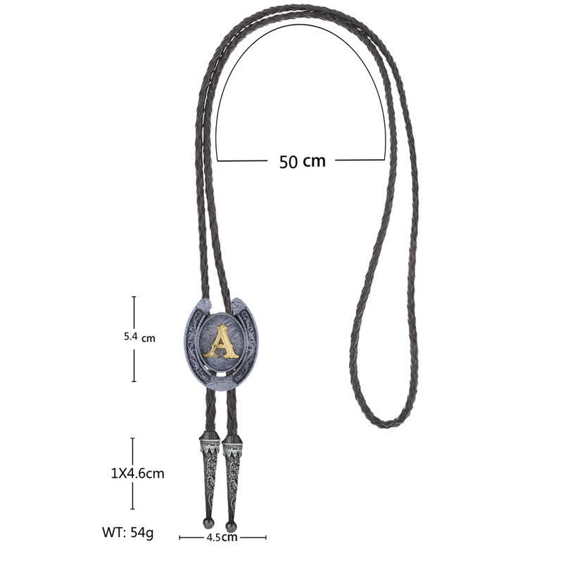 Cravatta Bolo con iniziale a ferro di cavallo occidentale moderno dalla A alla Z - image 4