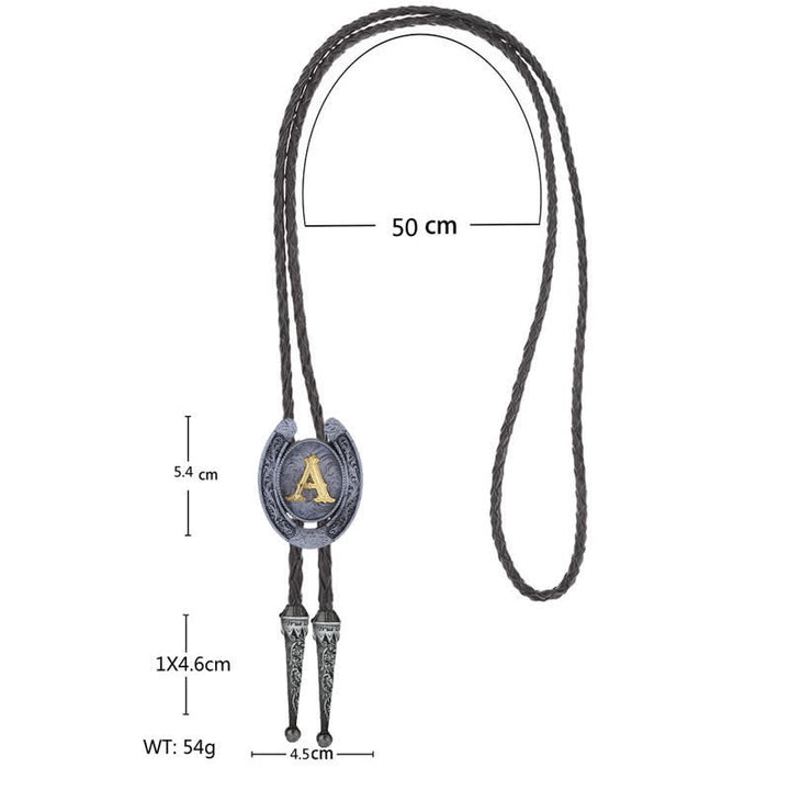 Cravatta Bolo con iniziale a ferro di cavallo occidentale moderno dalla A alla Z - image 4