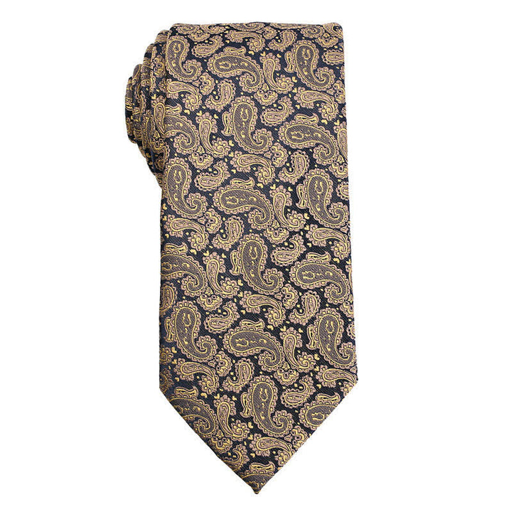 Cravatta da uomo con motivo floreale Paisley della serie Gold Orange