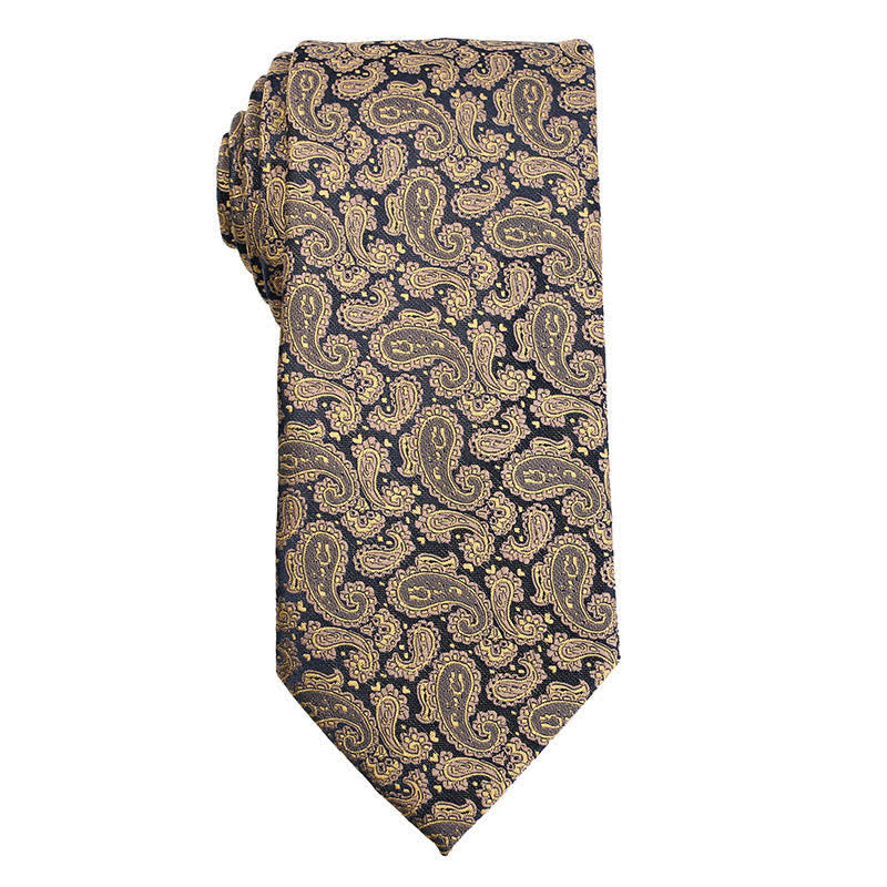 Cravatta da uomo con motivo floreale Paisley della serie Gold Orange - Paisley dorato - image 2