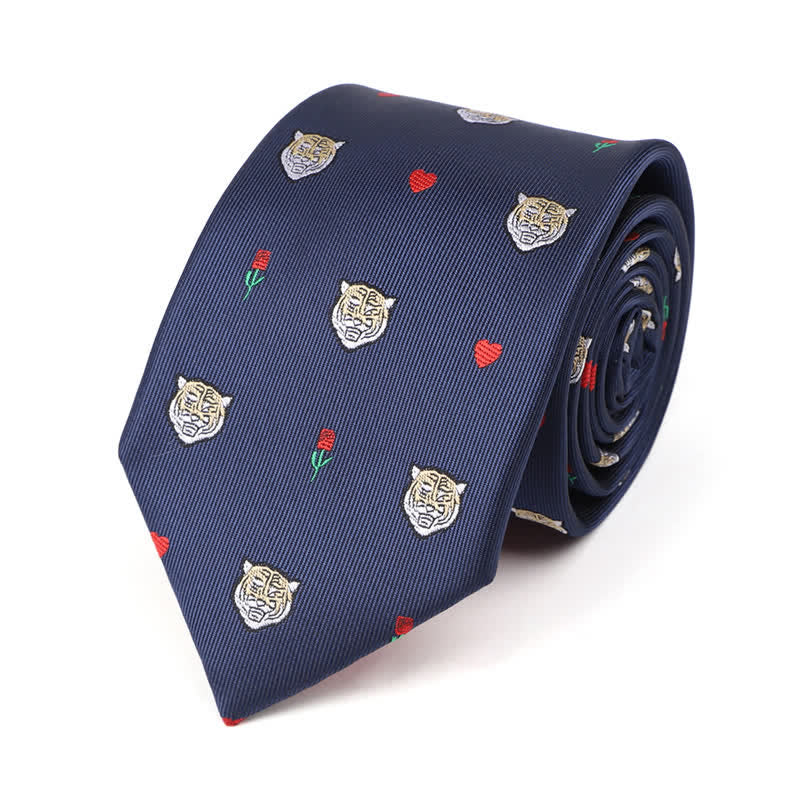 Cravatta da uomo con testa di tigre e cuore e rosa - Marina Militare - image 0