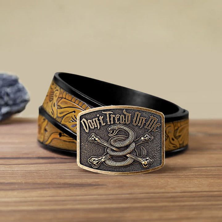 Cintura in pelle con fibbia Attitude Skull Rattlesnake fai da te da uomo
