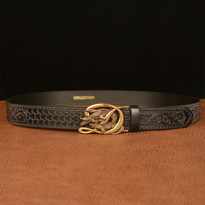 Cintura in pelle con fibbia in coccodrillo da uomo - image 12