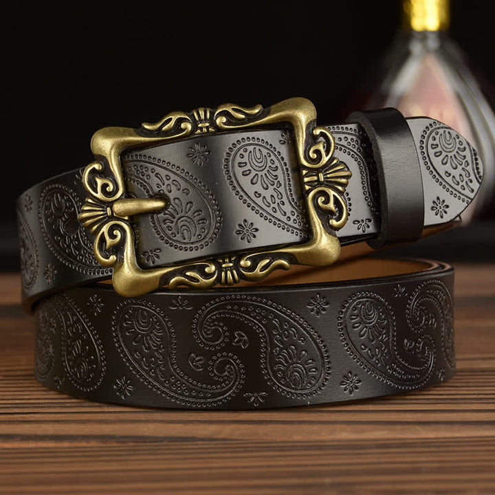 Cintura decorativa in pelle floreale retrò da donna