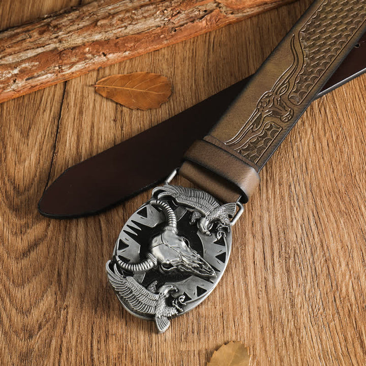 Cintura in pelle vintage Bull &amp; Dual Eagles da uomo