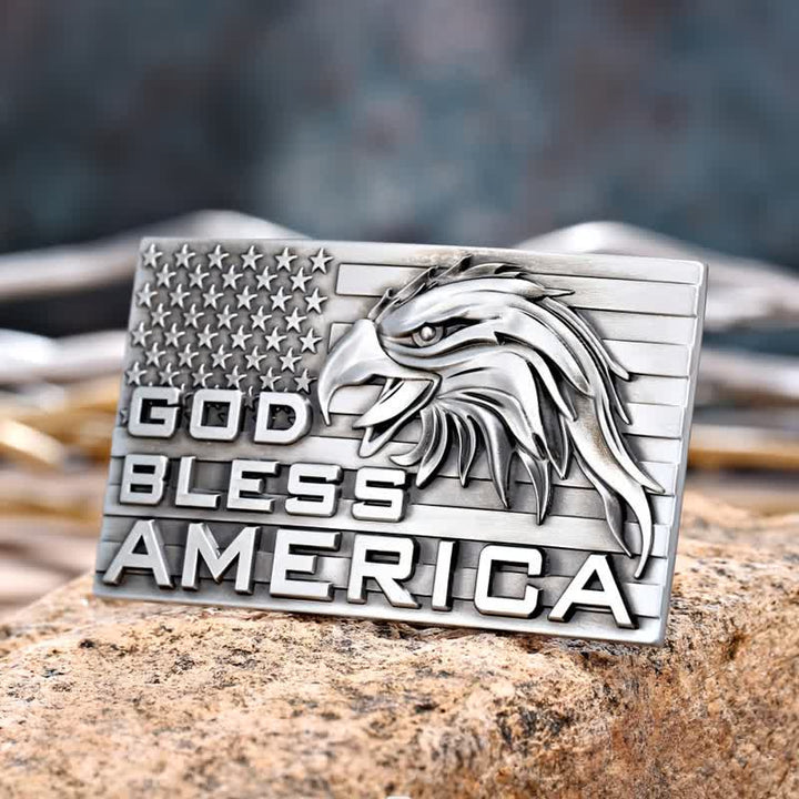 Cintura in pelle fai da te con fibbia God Bless America Eagle da uomo